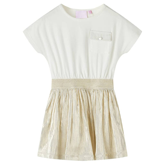 Kids' Dress with Short Sleeves Ecru 104