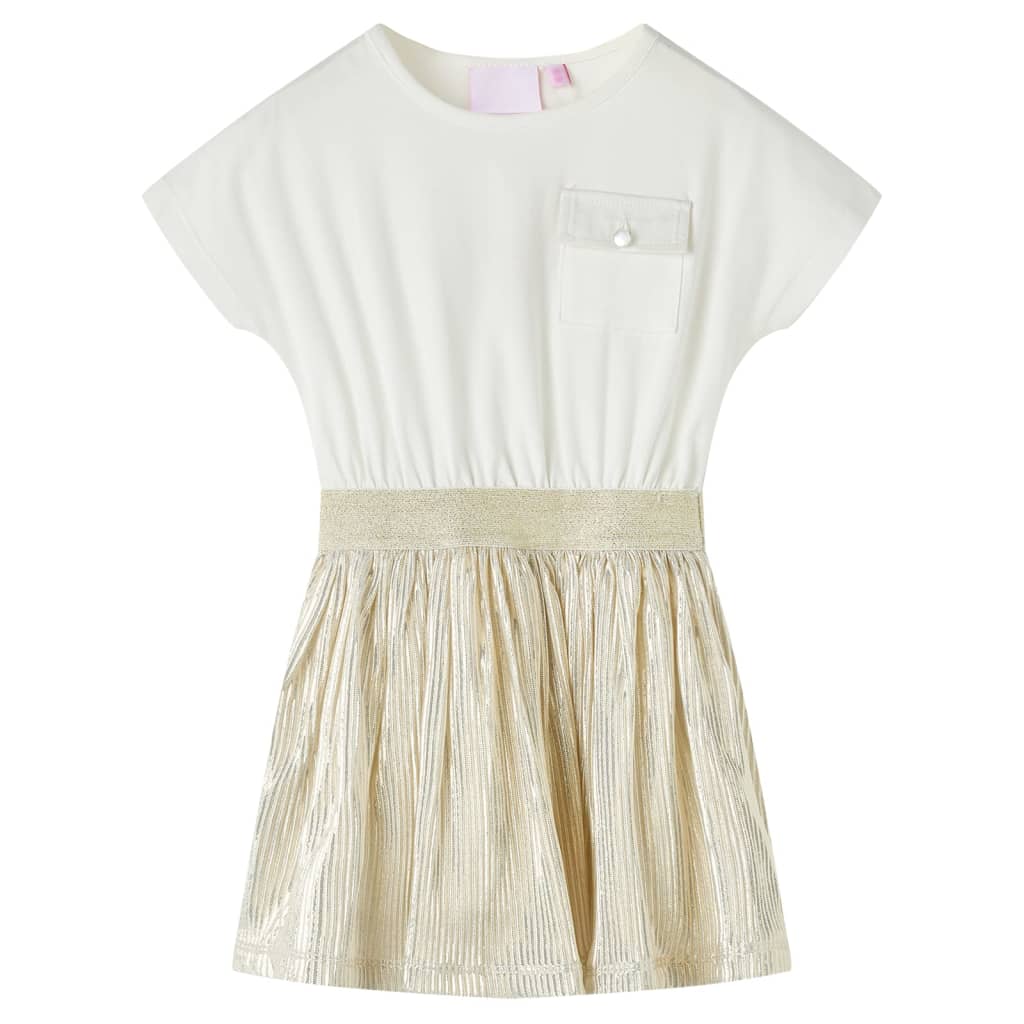 Kids' Dress with Short Sleeves Ecru 140