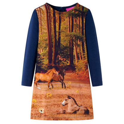 Kids' Dress with Long Sleeves Navy 92