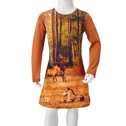 Kids' Dress with Long Sleeves Cognac 116