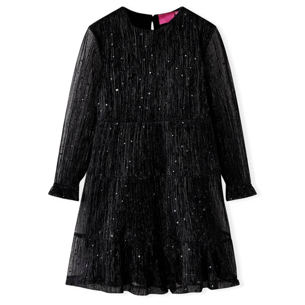 Kids' Dress with Long Sleeves Black 128