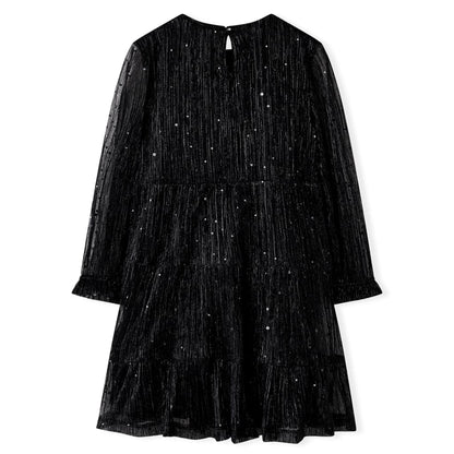 Kids' Dress with Long Sleeves Black 128