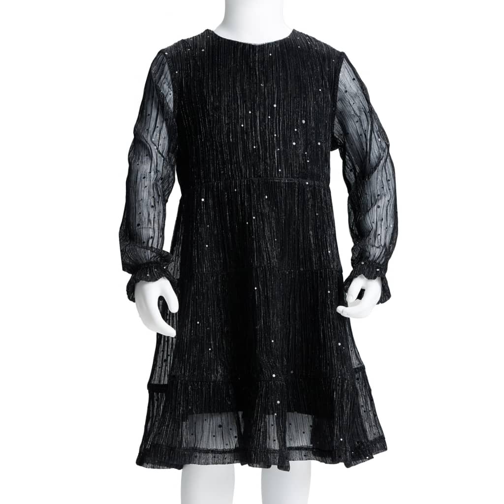 Kids' Dress with Long Sleeves Black 140