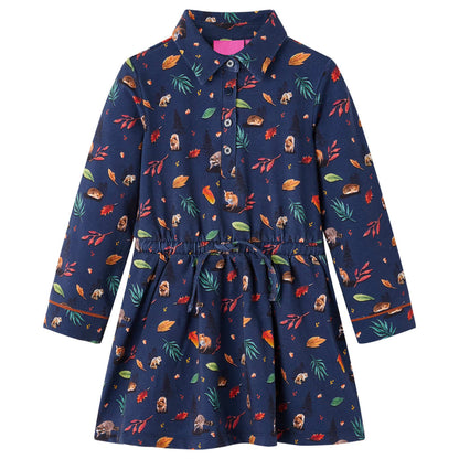 Kids' Dress with Long Sleeves Navy 128