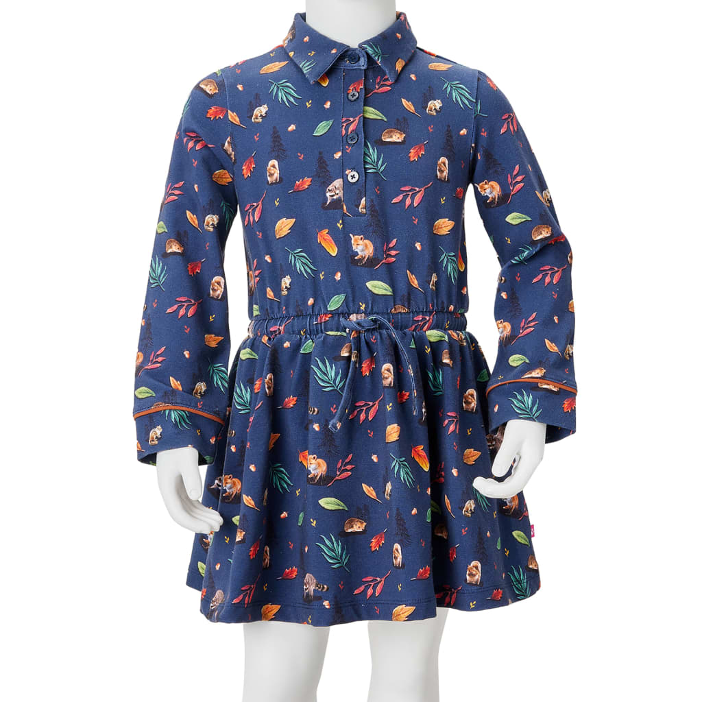 Kids' Dress with Long Sleeves Navy 128