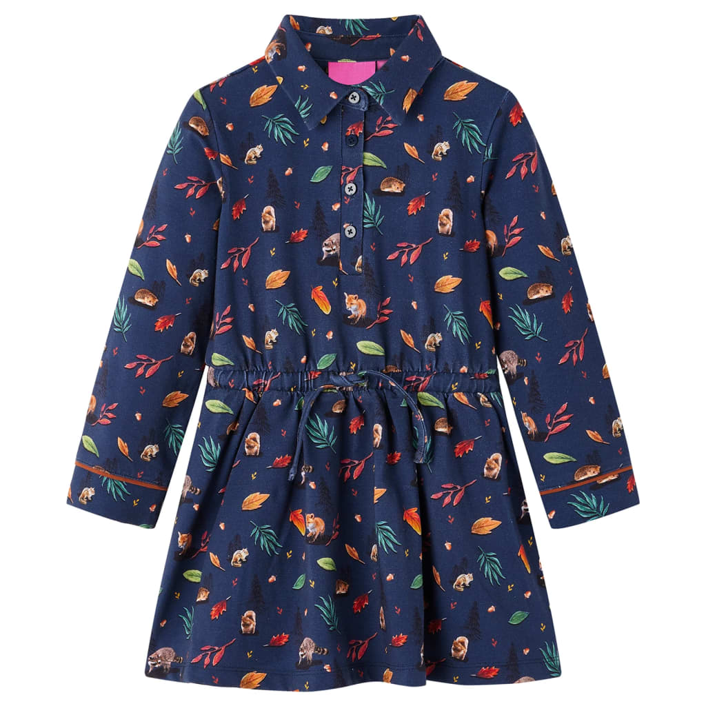 Kids' Dress with Long Sleeves Navy 140