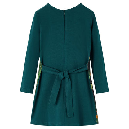 Kids' Dress with Long Sleeves Dark Green 92