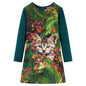 Kids' Dress with Long Sleeves Dark Green 116