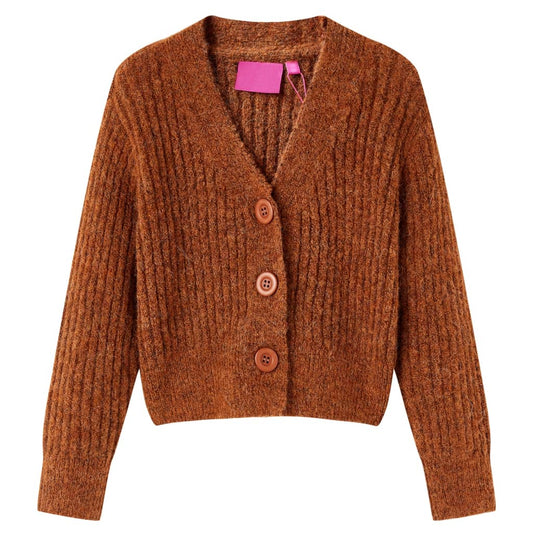 Kids' Cardigan Knitted Cognac 92