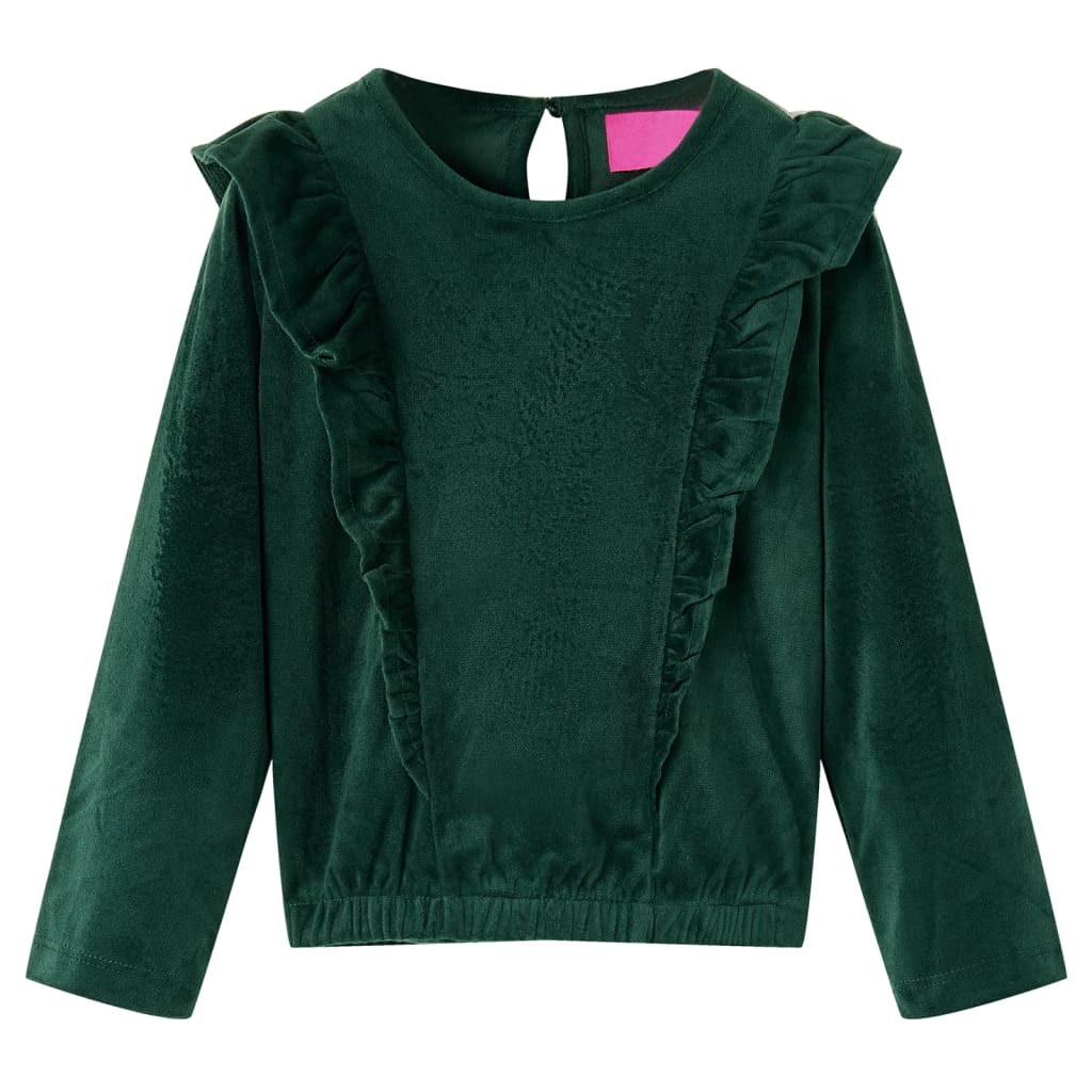 Kids' Blouse with Ruffles Dark Green 92