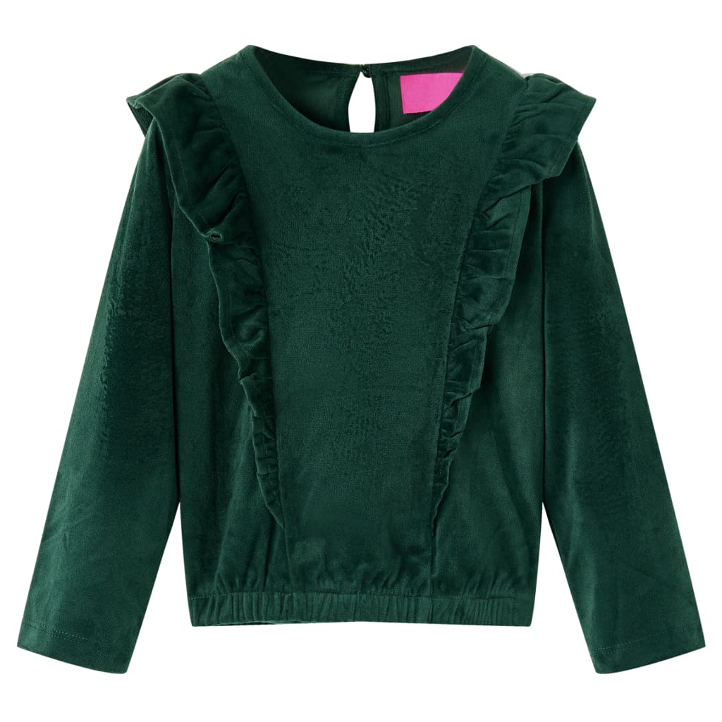 Kids' Blouse with Ruffles Dark Green 104