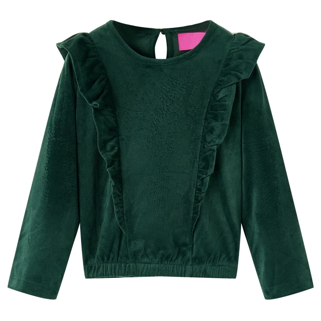 Kids' Blouse with Ruffles Dark Green 116