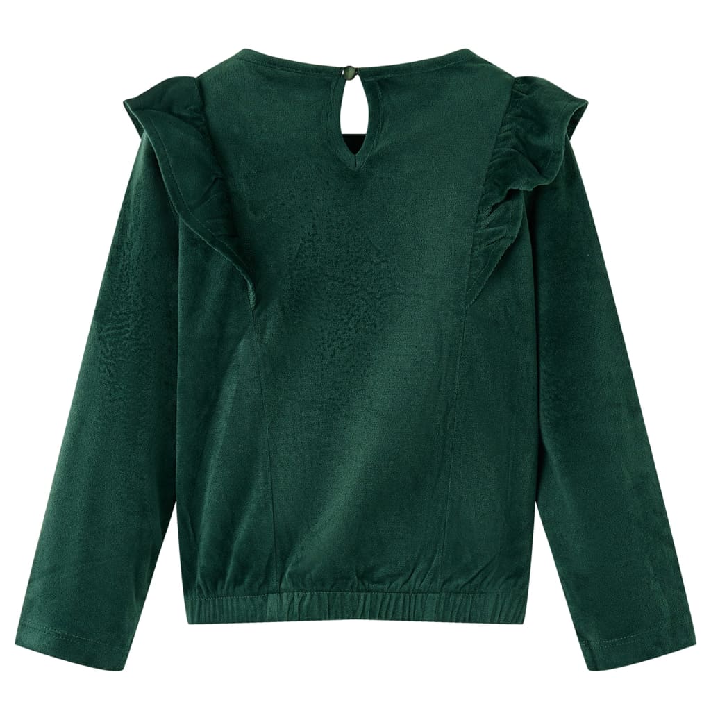 Kids' Blouse with Ruffles Dark Green 116