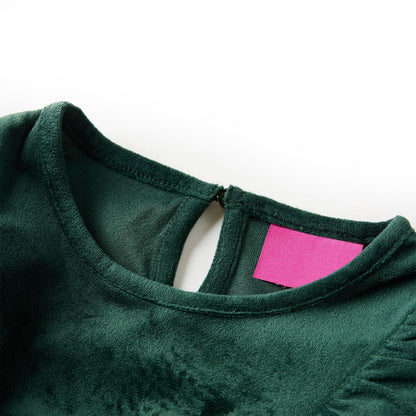 Kids' Blouse with Ruffles Dark Green 116