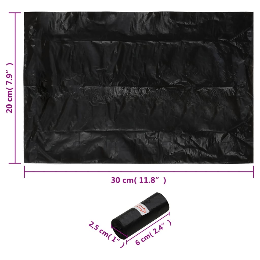 Dog Poop Bags 750 pcs Black 30x20 cm PE