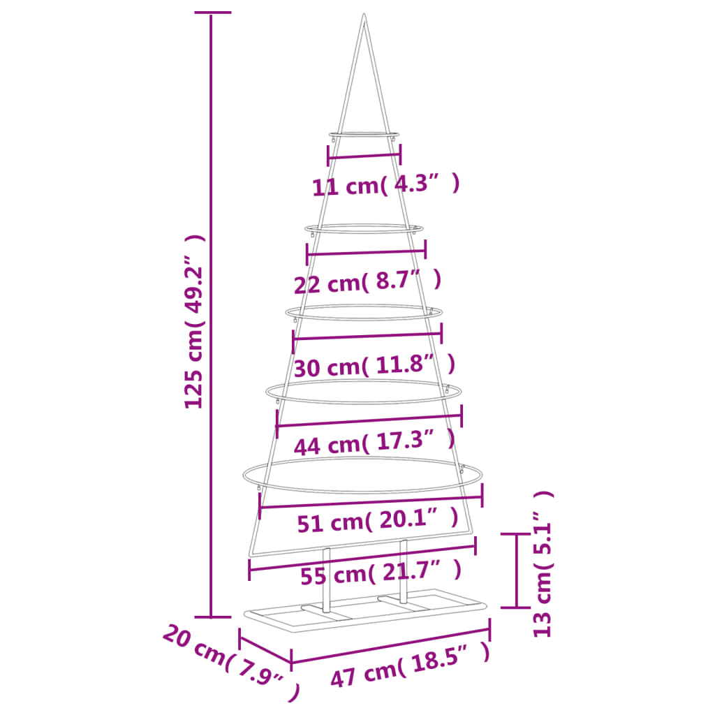 Metal Christmas Tree for Decoration Black 125 cm