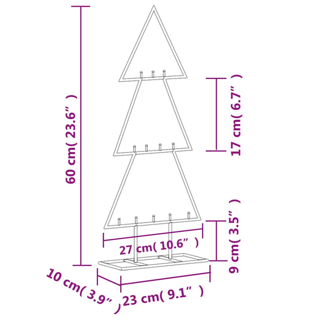 Metal Christmas Tree for Decoration Black 60 cm