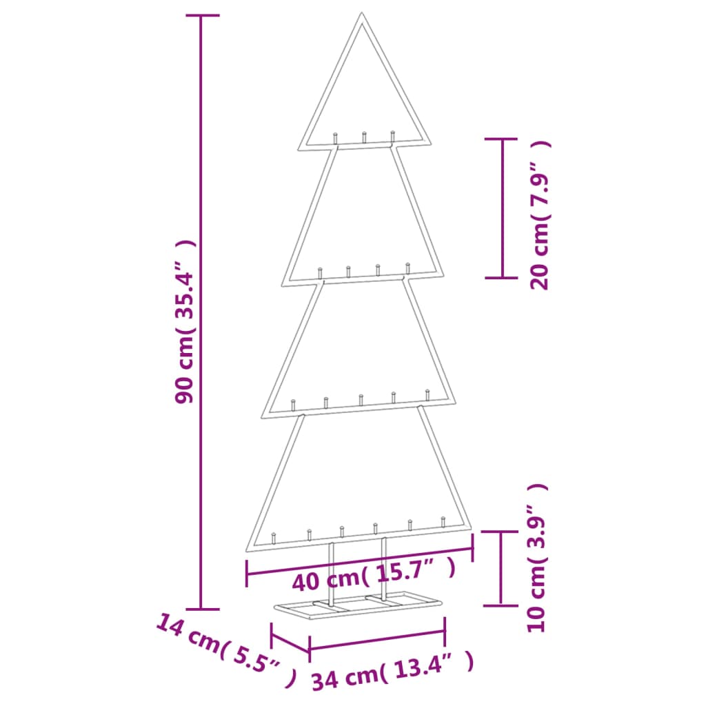 Metal Christmas Tree for Decoration Black 90 cm