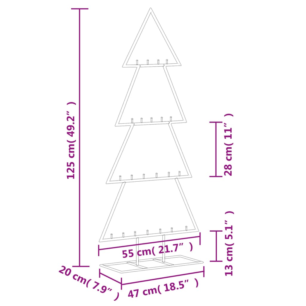 Metal Christmas Tree for Decoration Black 125 cm