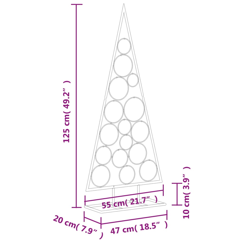 Metal Christmas Tree for Decoration Black 125 cm