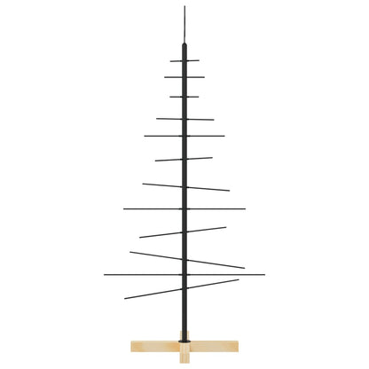 Metal Christmas Tree with Wooden Base Black 120 cm