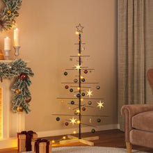 Load image into Gallery viewer, Metal Christmas Tree with Wooden Base Black 150 cm

