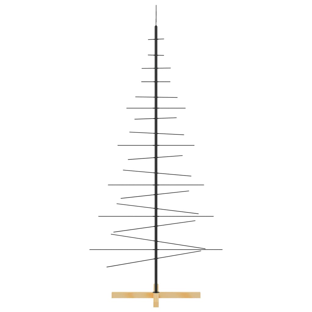 Metal Christmas Tree with Wooden Base Black 180 cm