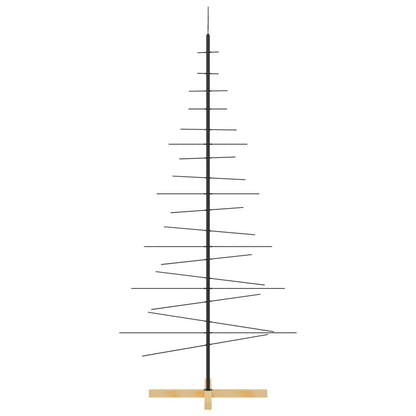 Metal Christmas Tree with Wooden Base Black 180 cm