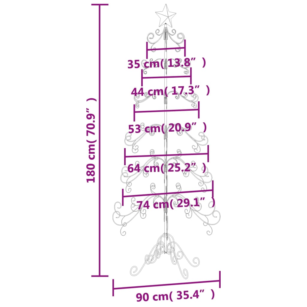 Metal Christmas Tree for Decoration Black 180 cm