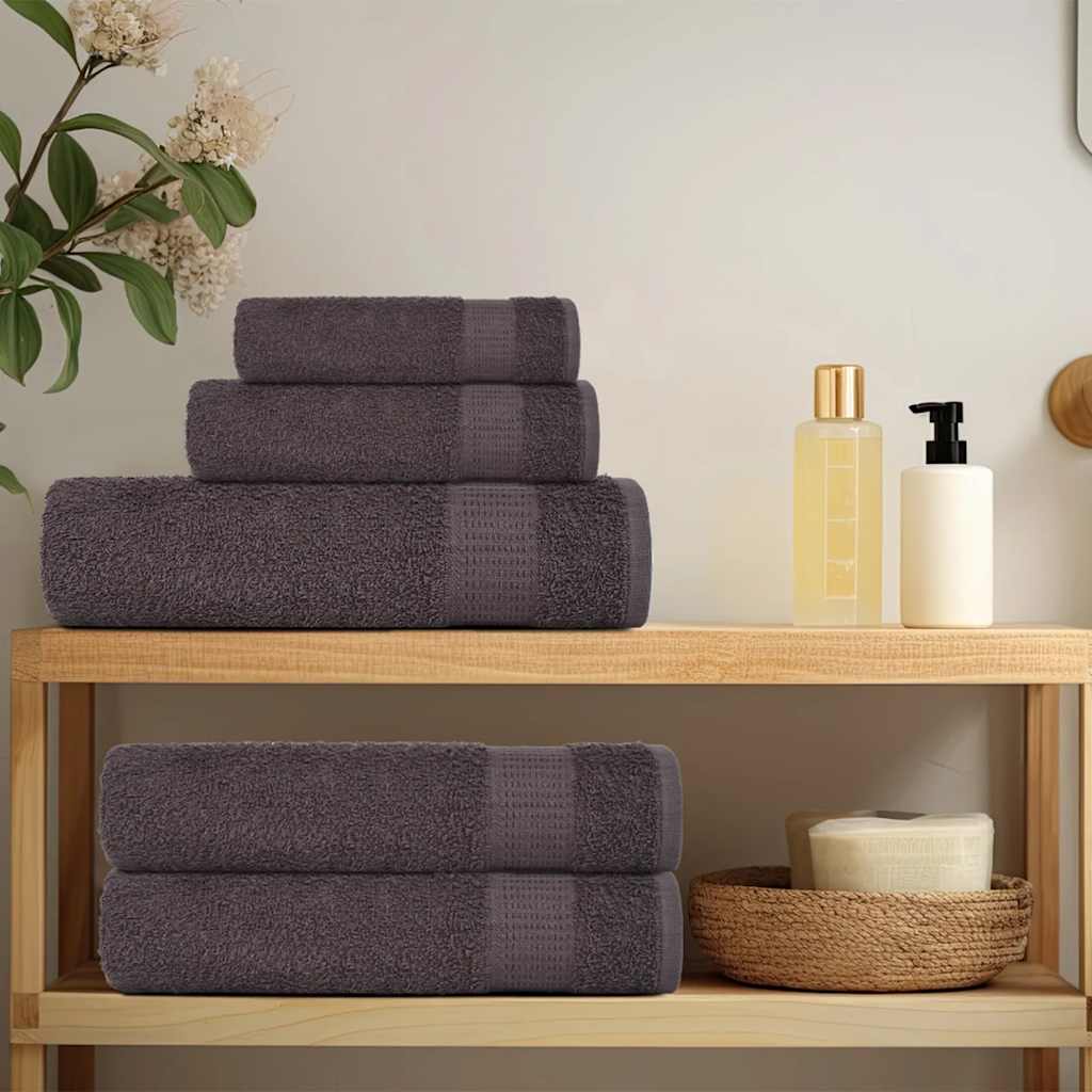 6 Piece Towel Set Anthracite 360 gsm 100% Cotton