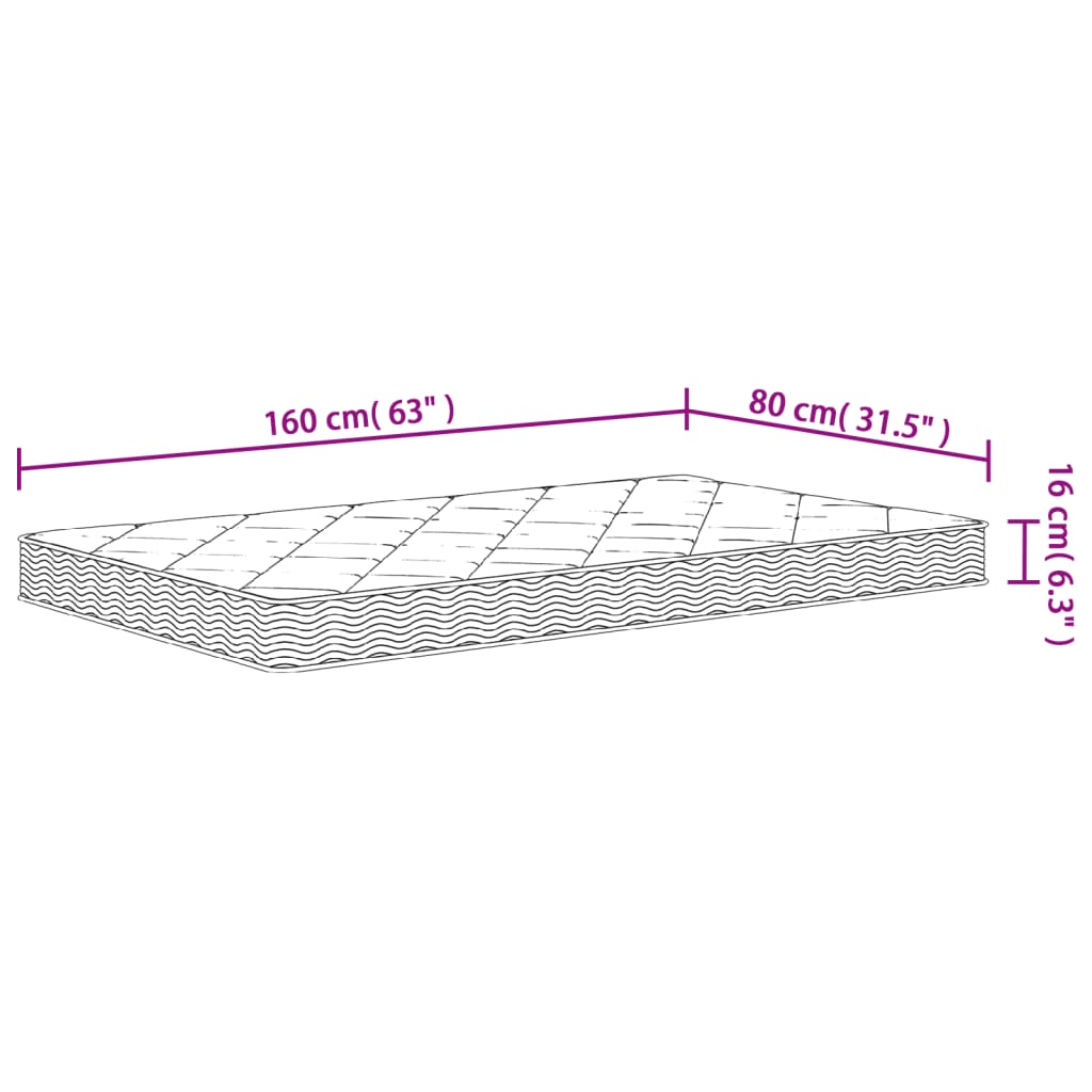 Foam Mattress for Kids Medium Soft 80x160 cm