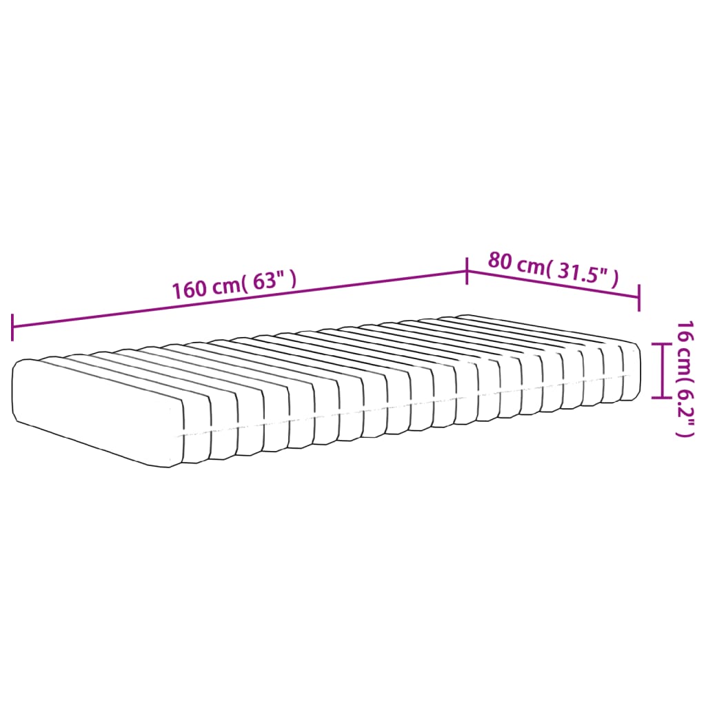 Foam Mattress for Kids Medium Soft 80x160 cm