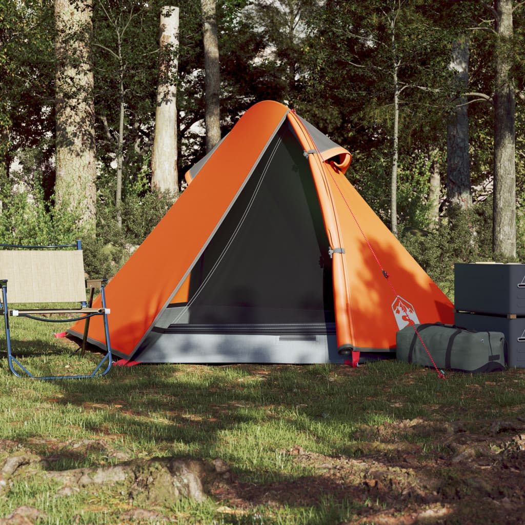 Camping Tent Dome 2-Person Grey and Orange Waterproof