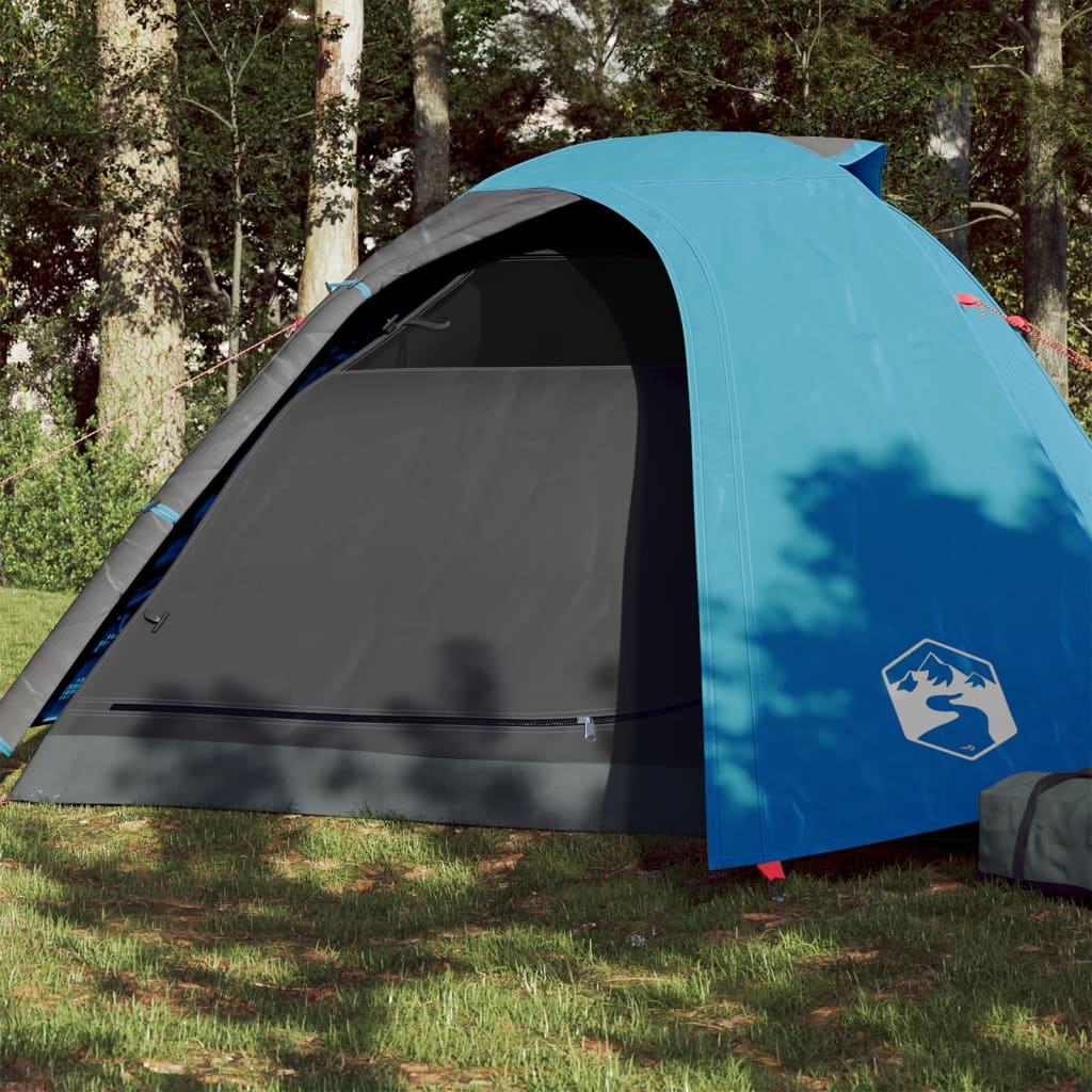 Camping Tent Dome 4-Person Blue Waterproof