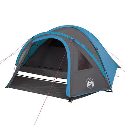 Camping Tent Dome 4-Person Blue Waterproof