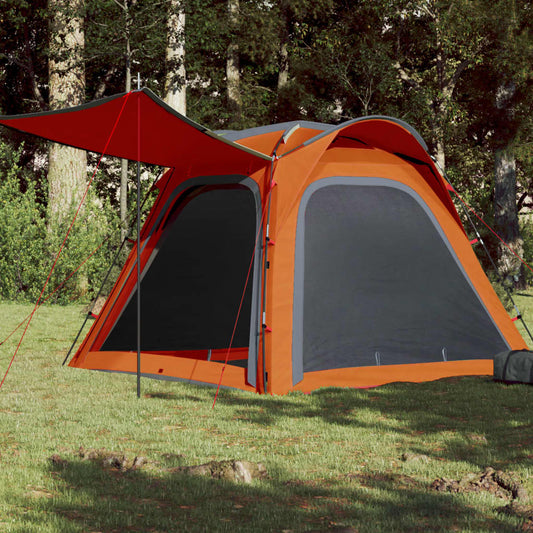 Camping Tent 4-Person Grey and Orange Quick Release Waterproof