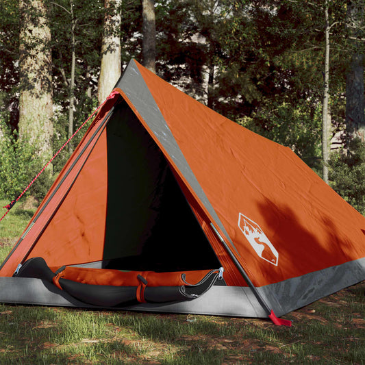 Camping Tent 2-Person Grey and Orange Waterproof