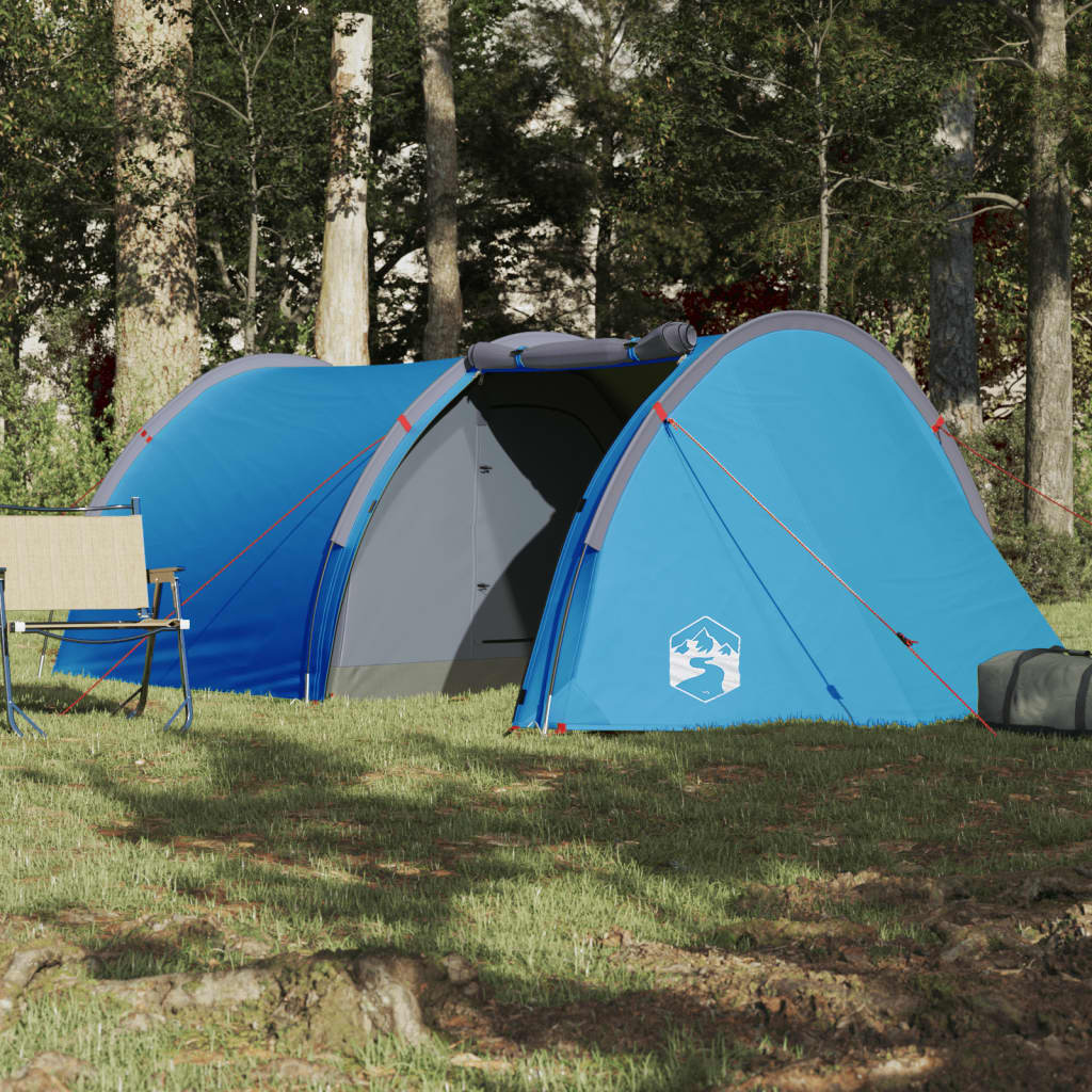 Camping Tent Tunnel 4-Person Blue Waterproof