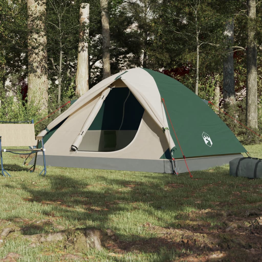 Camping Tent Dome 3-Person Green Waterproof