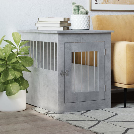 Dog Crate Furniture Concrete Grey 55x75x65 cm Engineered Wood