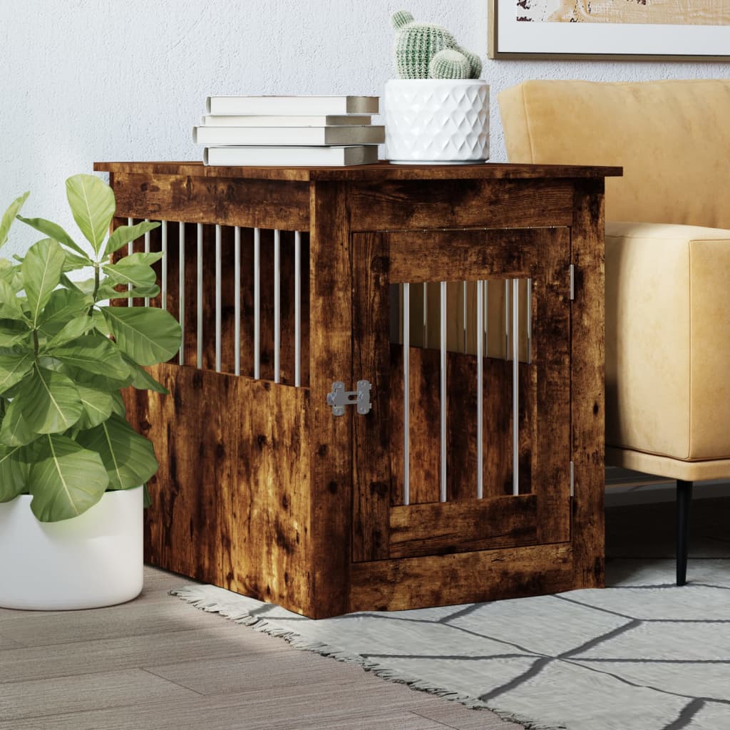 Dog Crate Furniture Smoked Oak 55x75x65 cm Engineered Wood