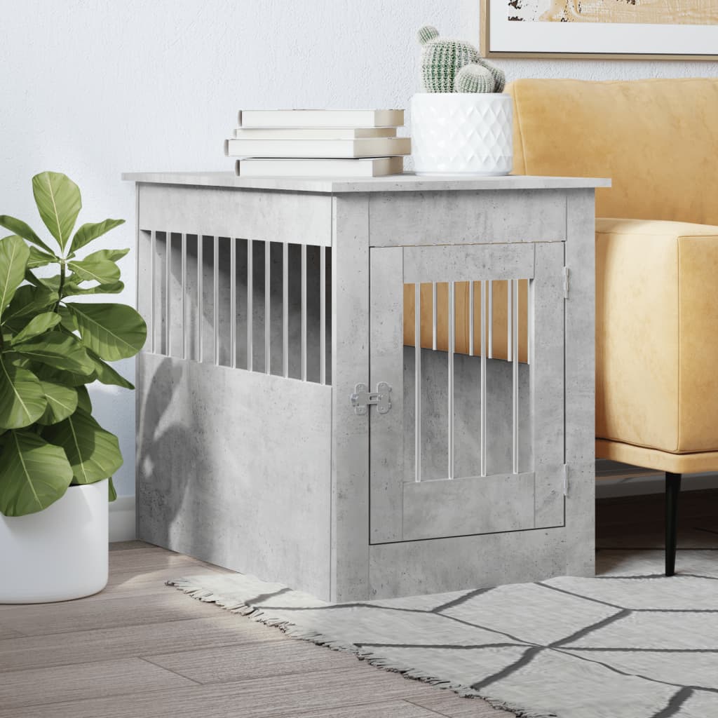 Dog Crate Furniture Concrete Grey 55x80x68 cm Engineered Wood