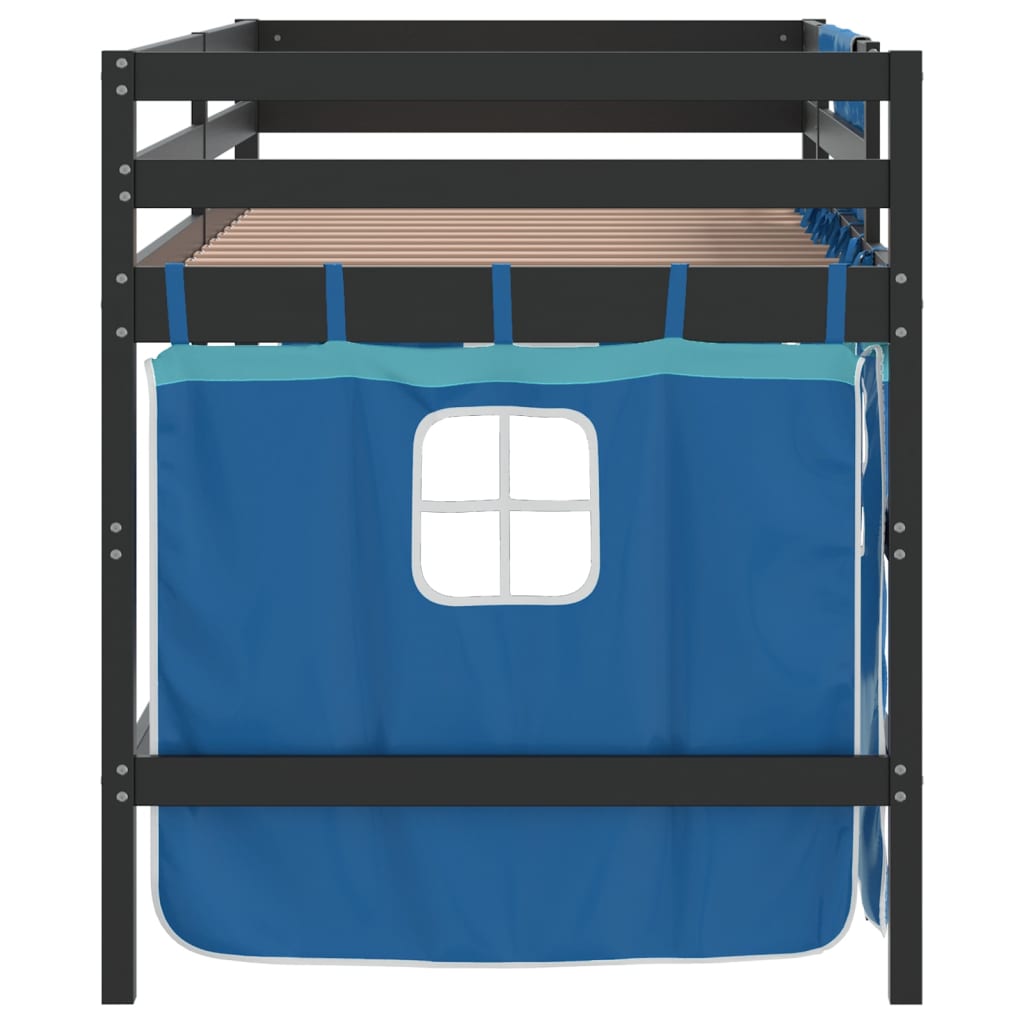 Kids' Loft Bed with Curtains without Mattress Blue 80x200cm