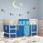 Kids' Loft Bed with Curtains without Mattress Blue 90x200 cm