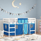 Kids' Loft Bed with Curtains Blue 90x190cm Solid Wood Pine