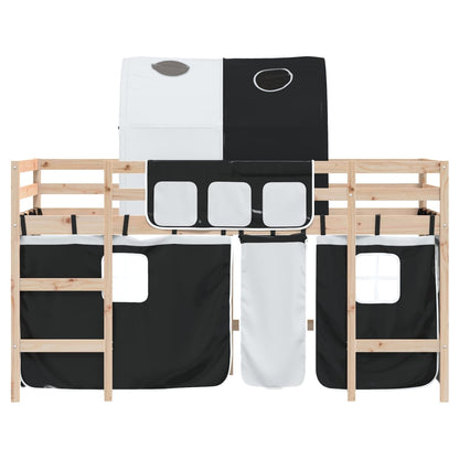 Kids' Loft Bed with Tunnel White&Black 80x200cm Solid Wood Pine