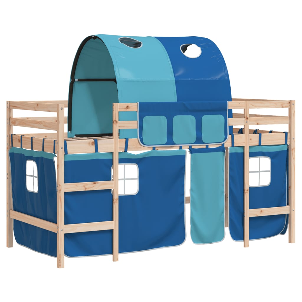 Kids' Loft Bed with Tunnel Blue 80x200cm Solid Wood Pine