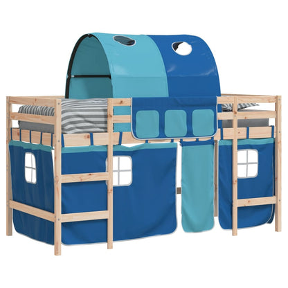 Kids' Loft Bed with Tunnel Blue 80x200cm Solid Wood Pine