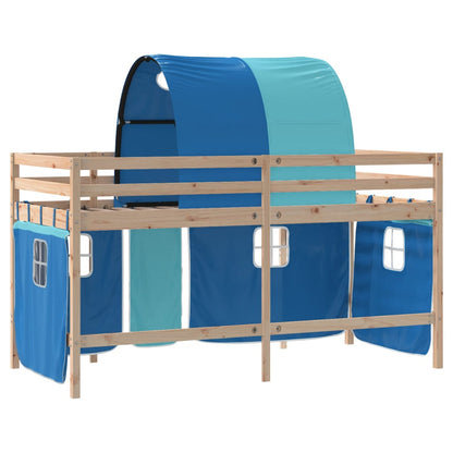 Kids' Loft Bed with Tunnel Blue 80x200cm Solid Wood Pine