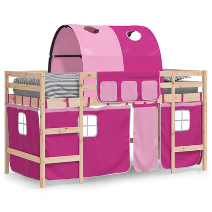 Kids' Loft Bed with Tunnel Pink 80x200cm Solid Wood Pine